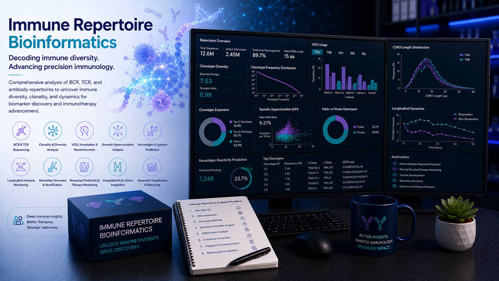 BioinformaticsNext immune repertoire TCR BCR MiXCR TRUST4 VDJtools clonotype