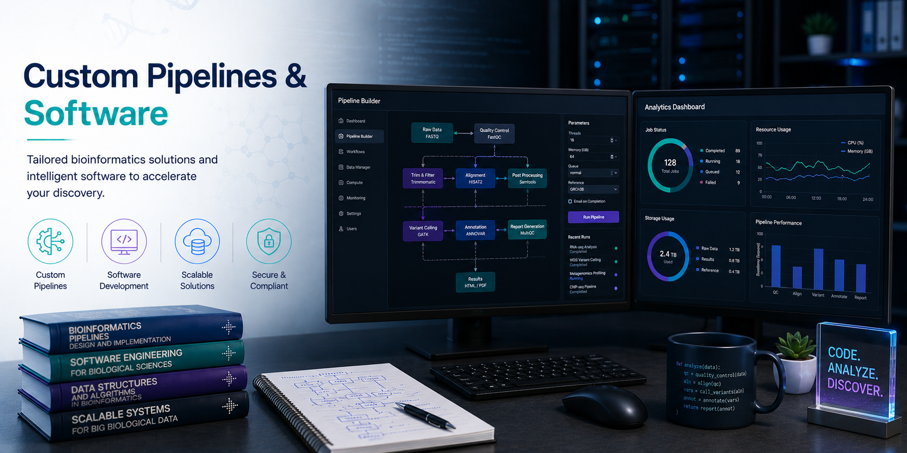BioinformaticsNext custom pipelines and software development NGS SaaS AI